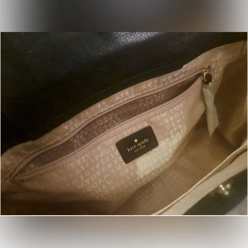 NEW! Kate Spade Chic Striped Handbag Blk & Cream
